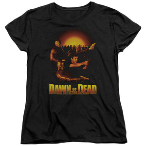 Dawn of the Dead Womens T-Shirt Main Characters Black Tee - Yoga Clothing for You