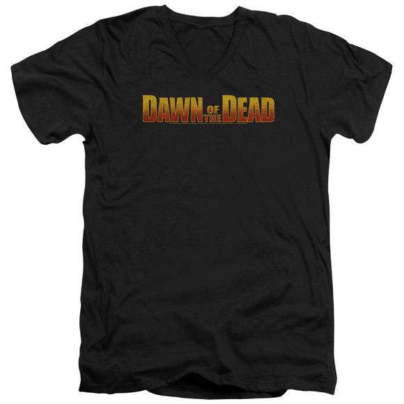 Dawn of the Dead Slim Fit V-Neck T-Shirt Logo Black Tee - Yoga Clothing for You