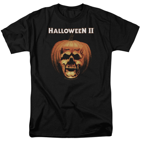 Halloween T-Shirt Skull in Pumpkin Black Tee - Yoga Clothing for You