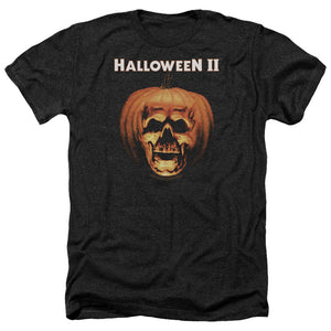 Halloween Heather T-Shirt Skull in Pumpkin Black Tee - Yoga Clothing for You