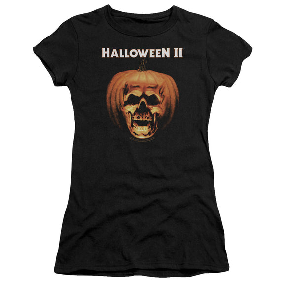 Halloween Juniors T-Shirt Skull in Pumpkin Black Tee - Yoga Clothing for You