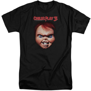 Childs Play Tall T-Shirt Chucky Close Up Black Tee - Yoga Clothing for You