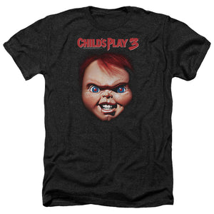 Childs Play Heather T-Shirt Chucky Close Up Black Tee - Yoga Clothing for You