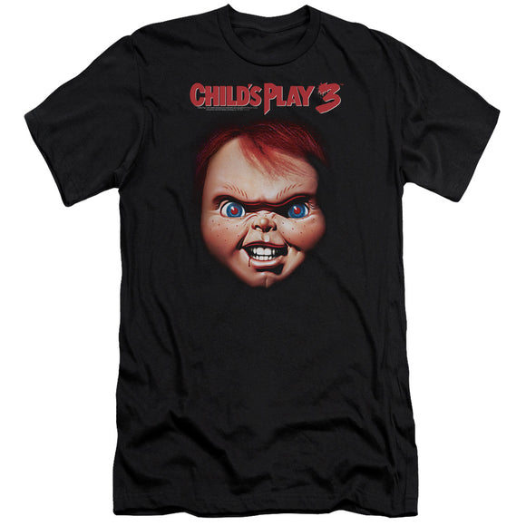 Childs Play Slim Fit T-Shirt Chucky Close Up Black Tee - Yoga Clothing for You