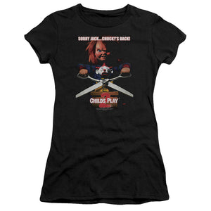 Childs Play Juniors T-Shirt Movie Poster Black Tee - Yoga Clothing for You
