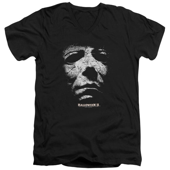 Halloween Slim Fit V-Neck T-Shirt Michael Myers Mask Black Tee - Yoga Clothing for You