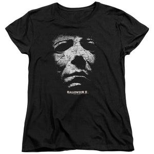 Halloween Womens T-Shirt Michael Myers Mask Black Tee - Yoga Clothing for You
