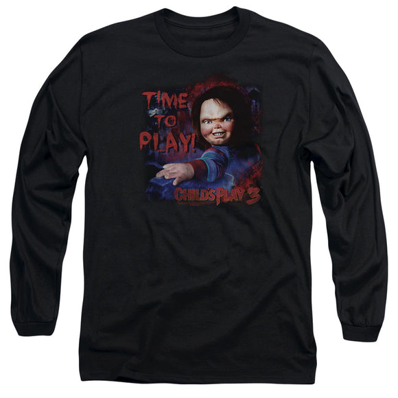 Childs Play Long Sleeve T-Shirt Chucky Time To Play Black Tee - Yoga Clothing for You