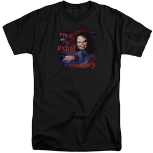 Childs Play Tall T-Shirt Chucky Time To Play Black Tee - Yoga Clothing for You