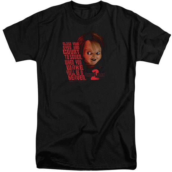 Childs Play Tall T-Shirt Close Your Eyes Black Tee - Yoga Clothing for You