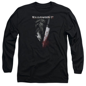 Halloween Long Sleeve T-Shirt Michael Myers Side Profile Black Tee - Yoga Clothing for You