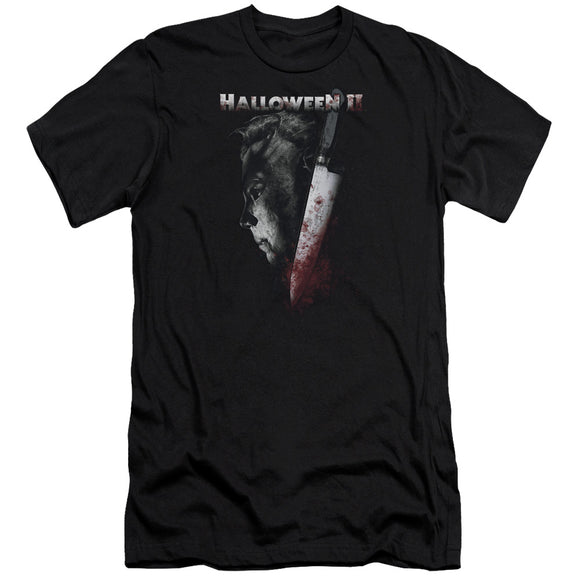 Halloween Premium Canvas T-Shirt Michael Myers Side Profile Black Tee - Yoga Clothing for You