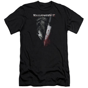 Halloween Slim Fit T-Shirt Michael Myers Side Profile Black Tee - Yoga Clothing for You