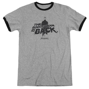 Halloween Ringer T-Shirt Boogeyman is Back Grey/Black Tee - Yoga Clothing for You