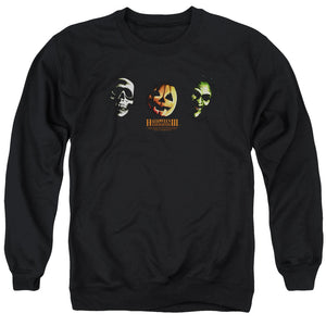 Halloween Sweatshirt Three Masks Black Pullover - Yoga Clothing for You