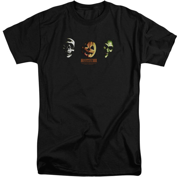 Halloween Tall T-Shirt Three Masks Black Tee - Yoga Clothing for You