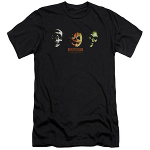 Halloween Premium Canvas T-Shirt Three Masks Black Tee - Yoga Clothing for You