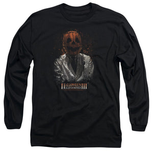 Halloween Long Sleeve T-Shirt Pumpkin Head Scientist Black Tee - Yoga Clothing for You