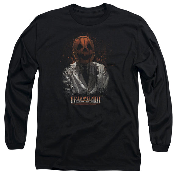 Halloween Long Sleeve T-Shirt Pumpkin Head Scientist Black Tee - Yoga Clothing for You