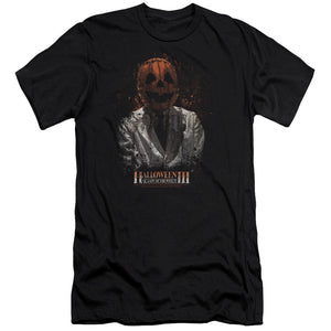 Halloween Slim Fit T-Shirt Pumpkin Head Scientist Black Tee - Yoga Clothing for You