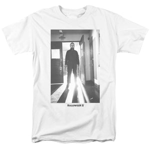 Halloween T-Shirt Michael Myers in Doorway White Tee - Yoga Clothing for You