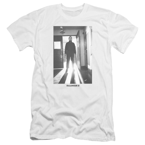 Halloween Premium Canvas T-Shirt Michael Myers in Doorway White Tee - Yoga Clothing for You