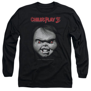 Childs Play Long Sleeve T-Shirt Chucky Look Whos Stalking Black Tee - Yoga Clothing for You