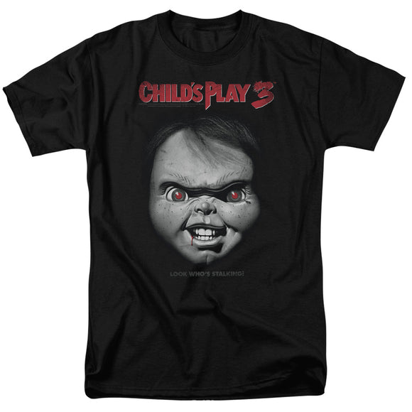 Childs Play T-Shirt Chucky Look Whos Stalking Black Tee - Yoga Clothing for You