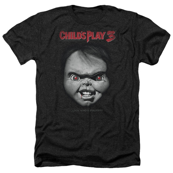 Childs Play Heather T-Shirt Chucky Look Whos Stalking Black Tee - Yoga Clothing for You