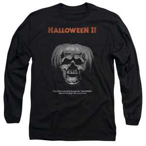 Halloween Long Sleeve T-Shirt Pumpkin Skull Poster Black Tee - Yoga Clothing for You