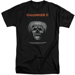 Halloween Tall T-Shirt Pumpkin Skull Poster Black Tee - Yoga Clothing for You
