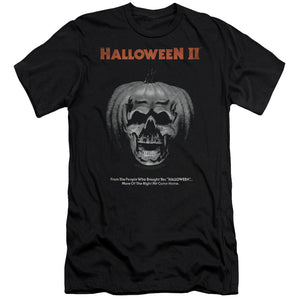 Halloween Slim Fit T-Shirt Pumpkin Skull Poster Black Tee - Yoga Clothing for You