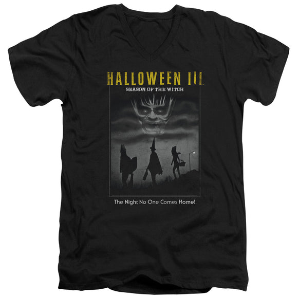 Halloween Slim Fit V-Neck T-Shirt Black and White Poster Black Tee - Yoga Clothing for You