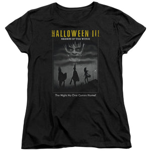 Halloween Womens T-Shirt Black and White Poster Black Tee - Yoga Clothing for You