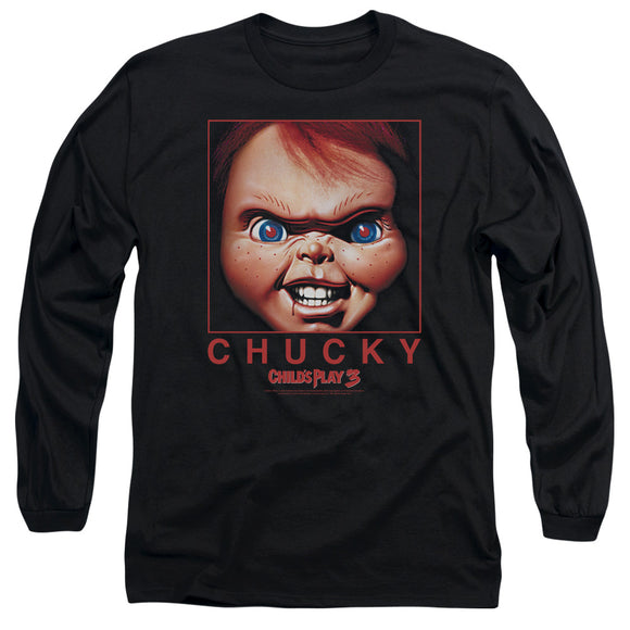 Childs Play Long Sleeve T-Shirt Chucky Portrait Black Tee - Yoga Clothing for You