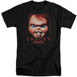 Childs Play Tall T-Shirt Chucky Portrait Black Tee - Yoga Clothing for You