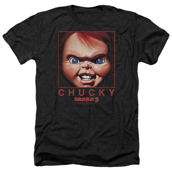 Childs Play Heather T-Shirt Chucky Portrait Black Tee - Yoga Clothing for You