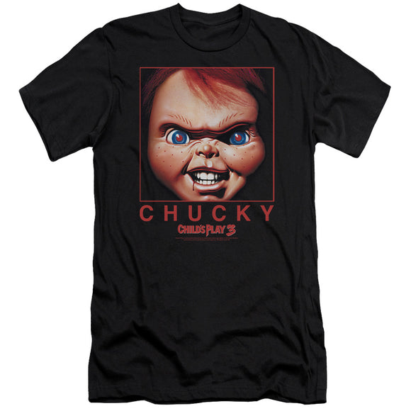 Childs Play Premium Canvas T-Shirt Chucky Portrait Black Tee - Yoga Clothing for You