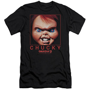 Childs Play Slim Fit T-Shirt Chucky Portrait Black Tee - Yoga Clothing for You
