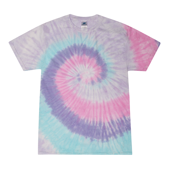 Tie Dye Multi Color Spiral Swirl Classic Fit Crewneck Short Sleeve T-shirt for Kids, Unicorn - Yoga Clothing for You