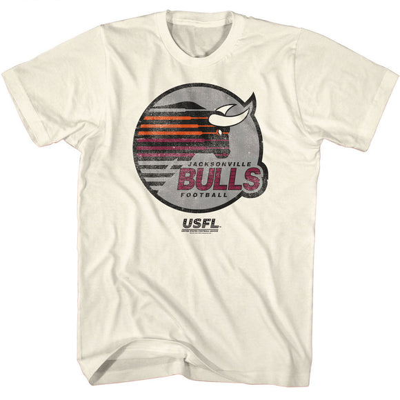 USFL Jacksonville Bulls Distressed Logo Natural T-shirt