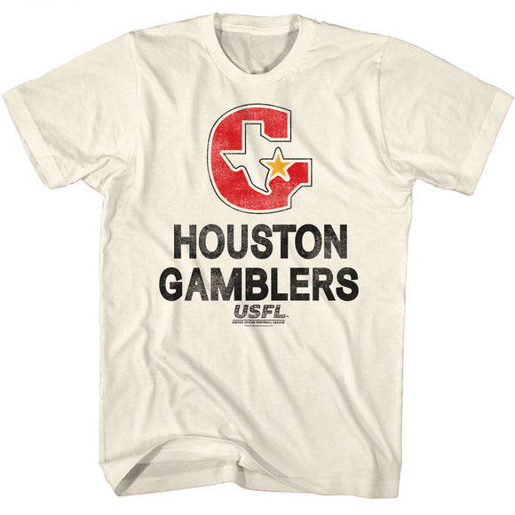USFL Houston Gamblers Distressed Logo Natural T-shirt