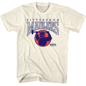 USFL Pittsburgh Maulers Distressed Logo Natural T-shirt