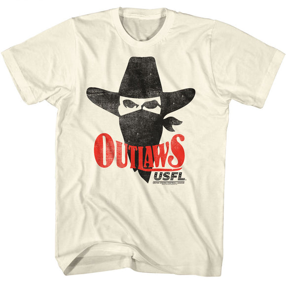 USFL Distressed Outlaws Logo Natural T-shirt