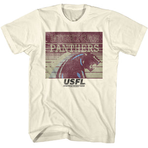 USFL Distressed Michigan Panthers Logo Natural T-shirt