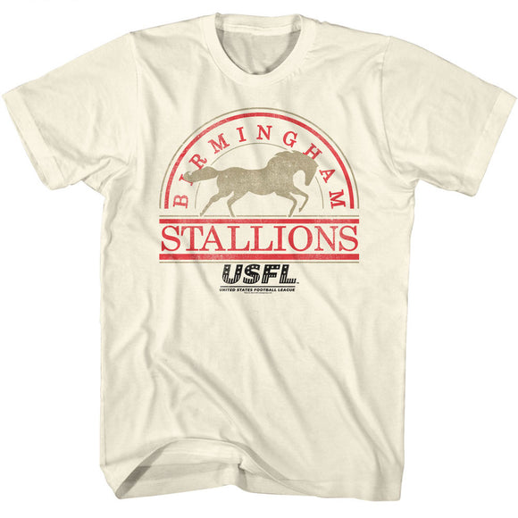 USFL Distressed Birmingham Stallions Logo Natural T-shirt