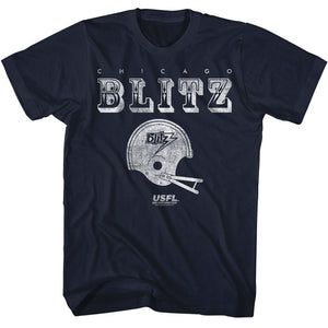 USFL Vintage Chicago Blitz Helmet Logo Navy T-shirt