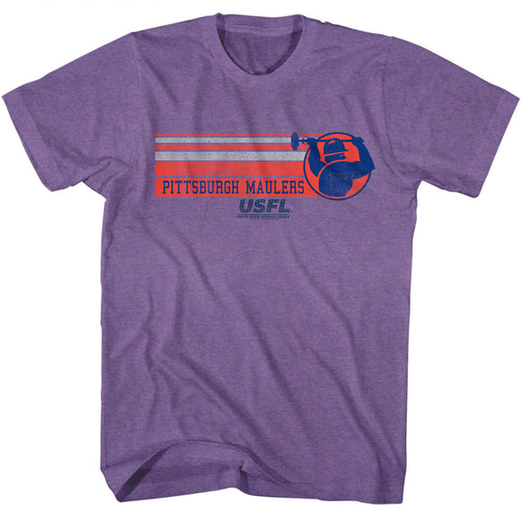 USFL Pittsburgh Maulers Stripes Heather Purple T-shirt