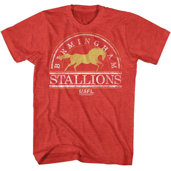 USFL Vintage Birmingham Stallions Logo Heather Red T-shirt