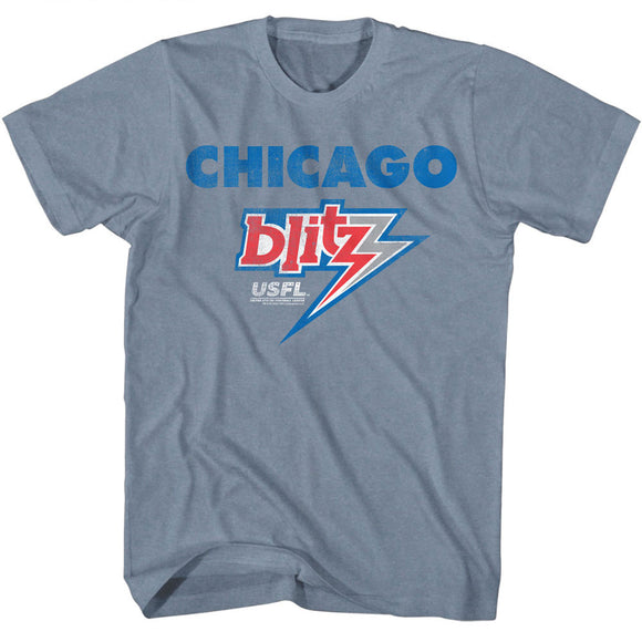 USFL Chicago Blitz Heather Indigo T-shirt